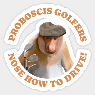 Funny Proboscis Monkey Golfer Sticker